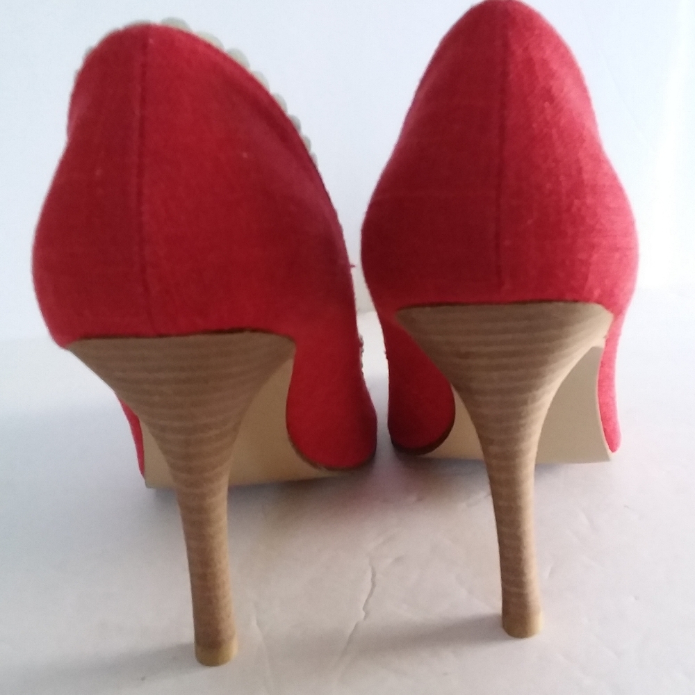 Nine West Red West Cloth Linen with Rope Bow Shoes - Picture 7 of 9